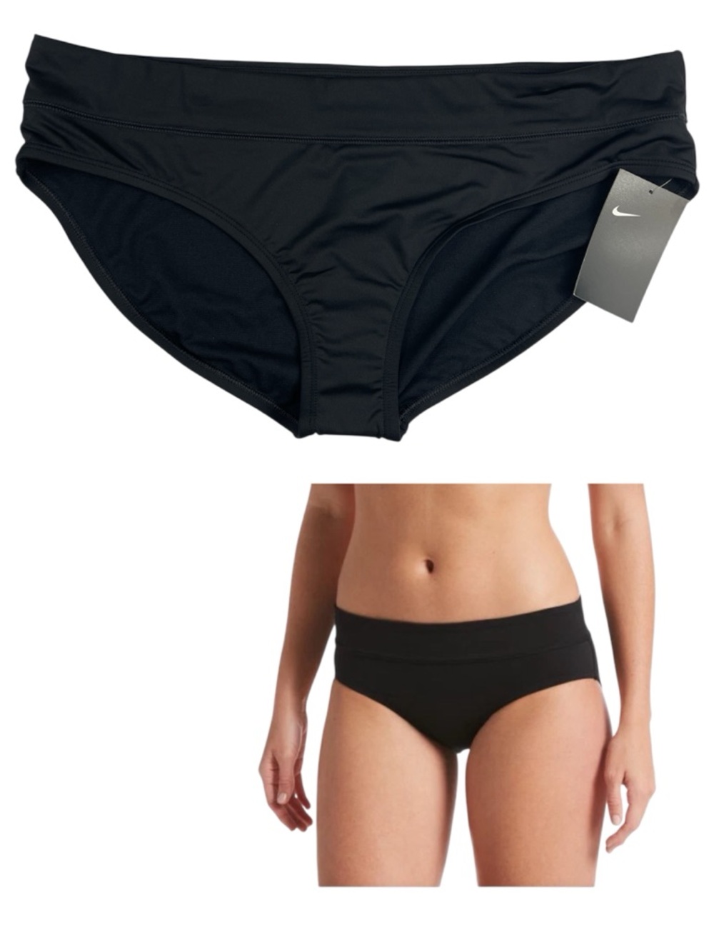 Nike Womens Essential Black Bikini Swim Bottoms NESS9275 Size XL NWT
